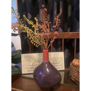 Decorative Purple and Red Ceramic Vase
